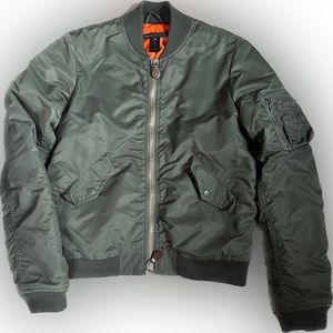 Marc Jacobs Olive Green Bomber Jacket with Orange Lining
